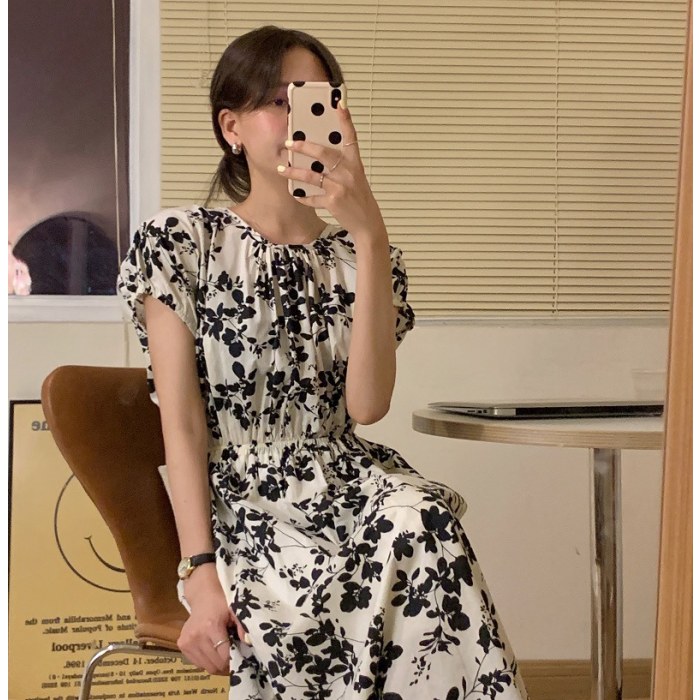 韓国風 気質 花柄 カジュアル 着痩せ レトロ エレガント シンプル ロングワンピース Tokumall 公式サイト シェア購入で買い物をお得に楽しく